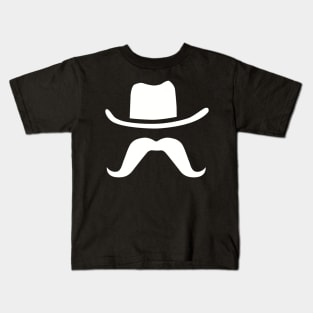 Cowboy Hat and Mustache Silhouette Graphic Kids T-Shirt